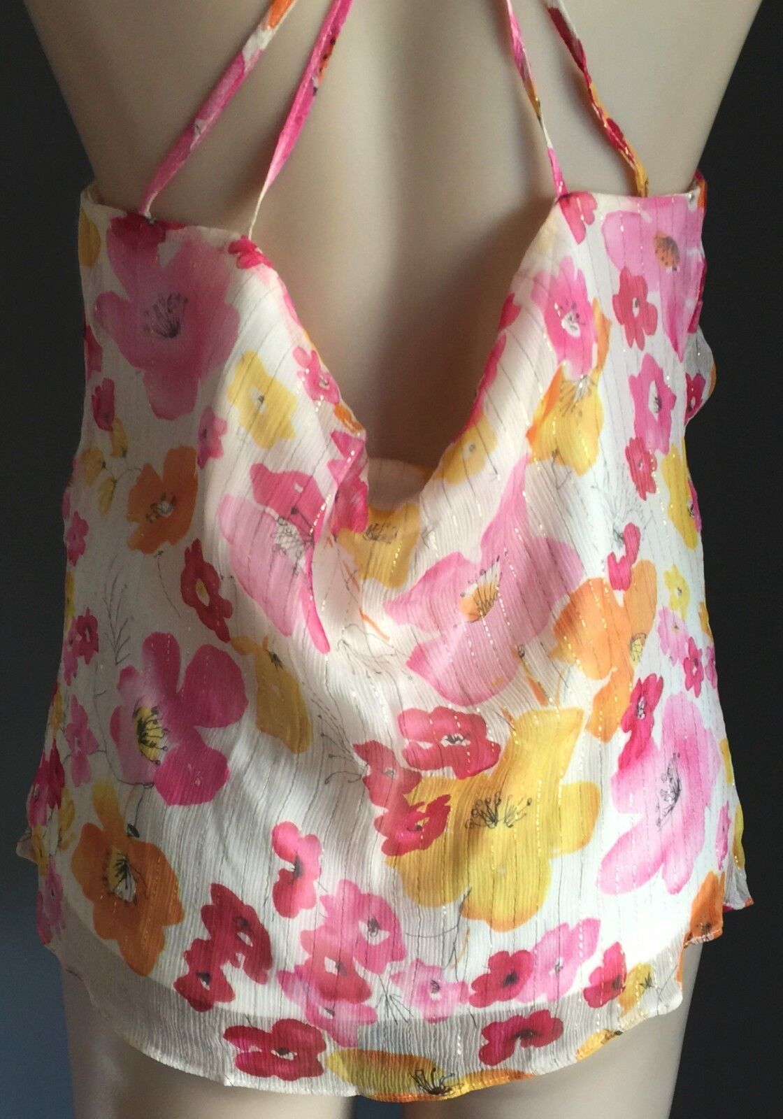 VALLEYGIRL Silk Singlet Top Floral Print Camisole Size Size 14 MultiColour NEW