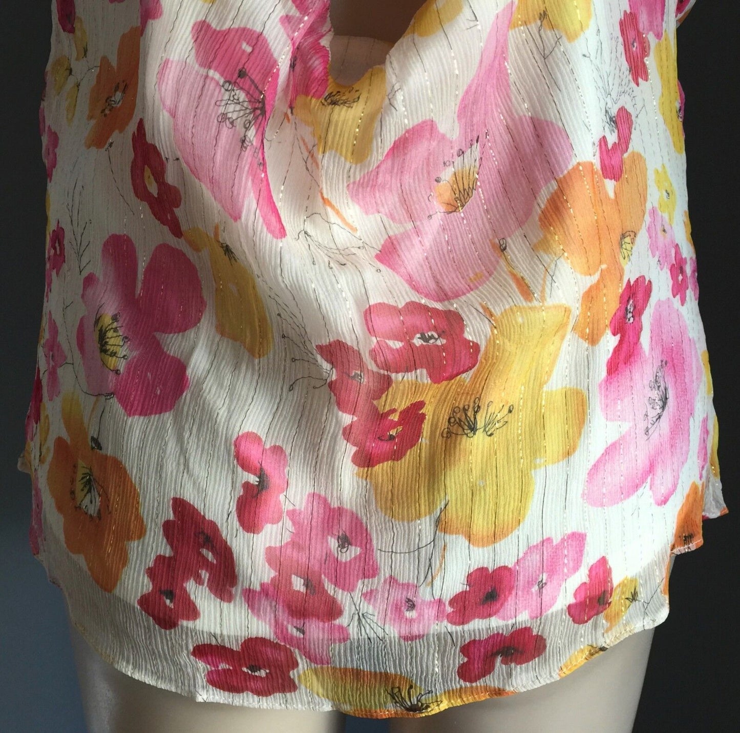 VALLEYGIRL Silk Singlet Top Floral Print Camisole Size Size 14 MultiColour NEW