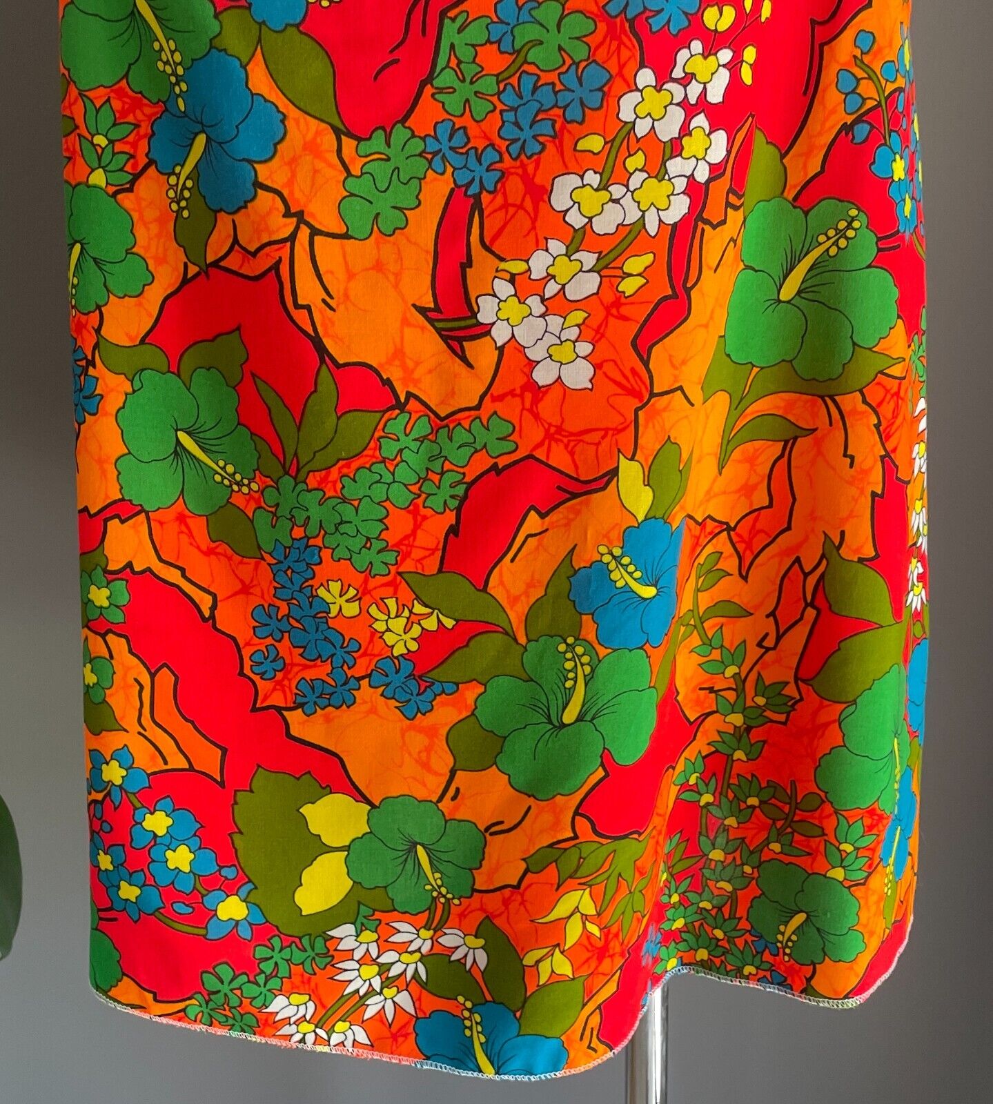 ROYAL HAWAIIAN Sundress Bright Tropical Loud A-Line Top Size 14 Vintage 1970s