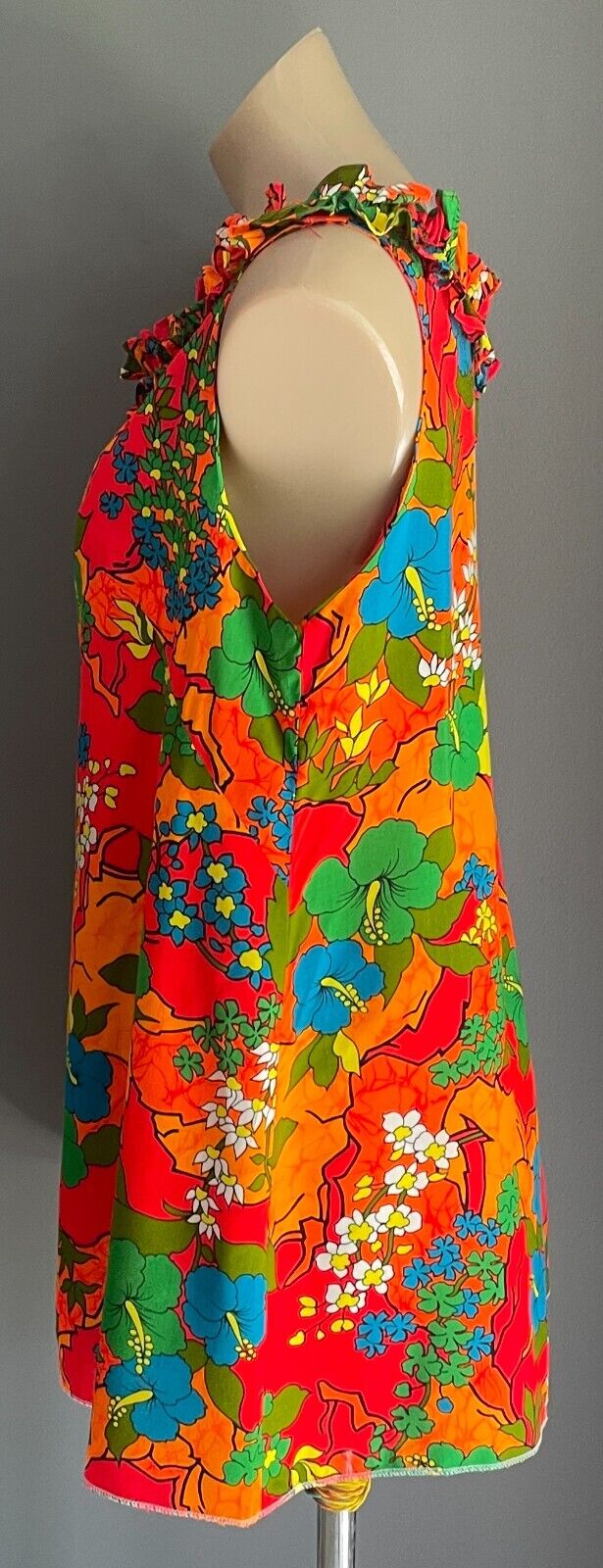 ROYAL HAWAIIAN Sundress Bright Tropical Loud A-Line Top Size 14 Vintage 1970s
