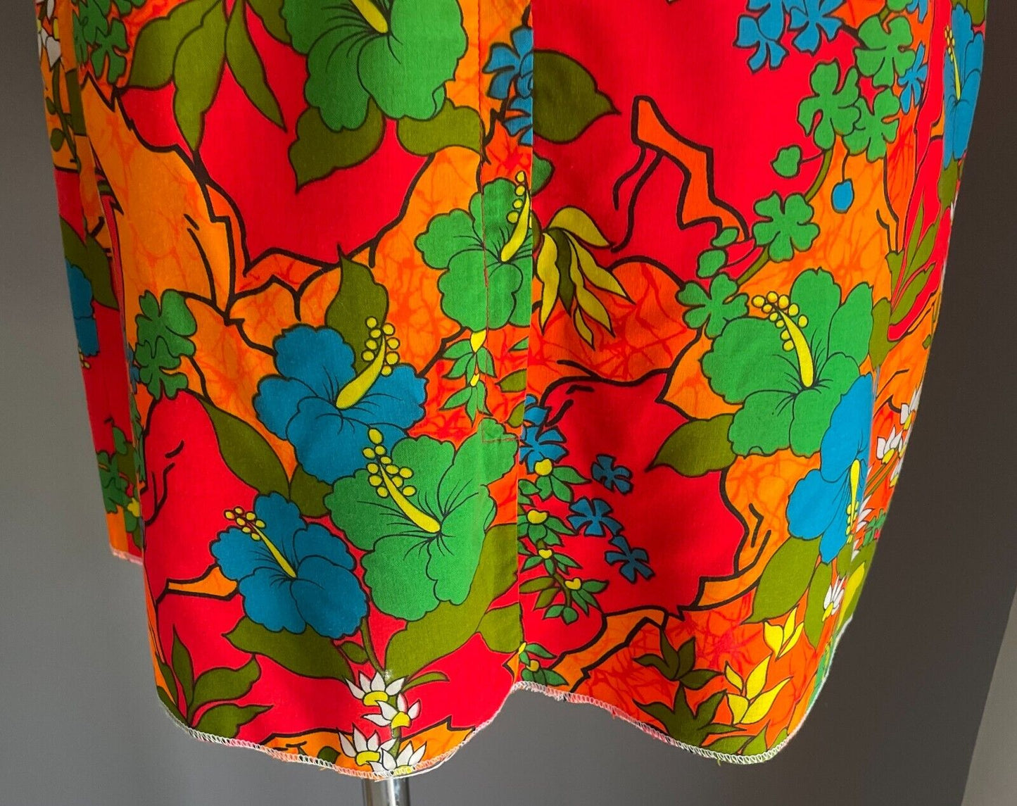 ROYAL HAWAIIAN Sundress Bright Tropical Loud A-Line Top Size 14 Vintage 1970s