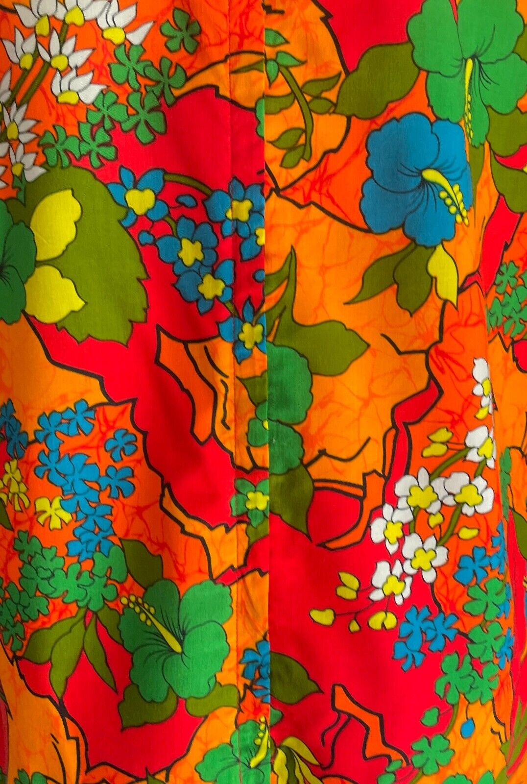 ROYAL HAWAIIAN Sundress Bright Tropical Loud A-Line Top Size 14 Vintage 1970s