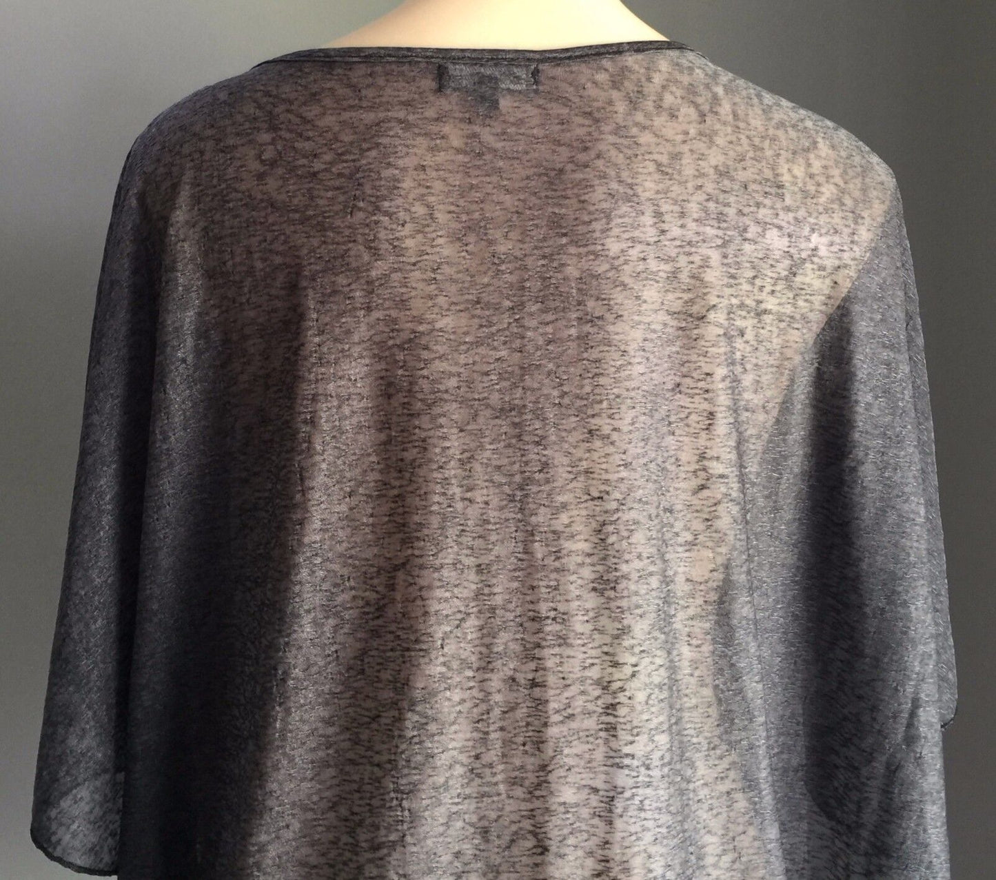 CAROLINE MORGAN Top Grey Burnout Slub Kimono Blouse Ruched Sides Size 14 NEW