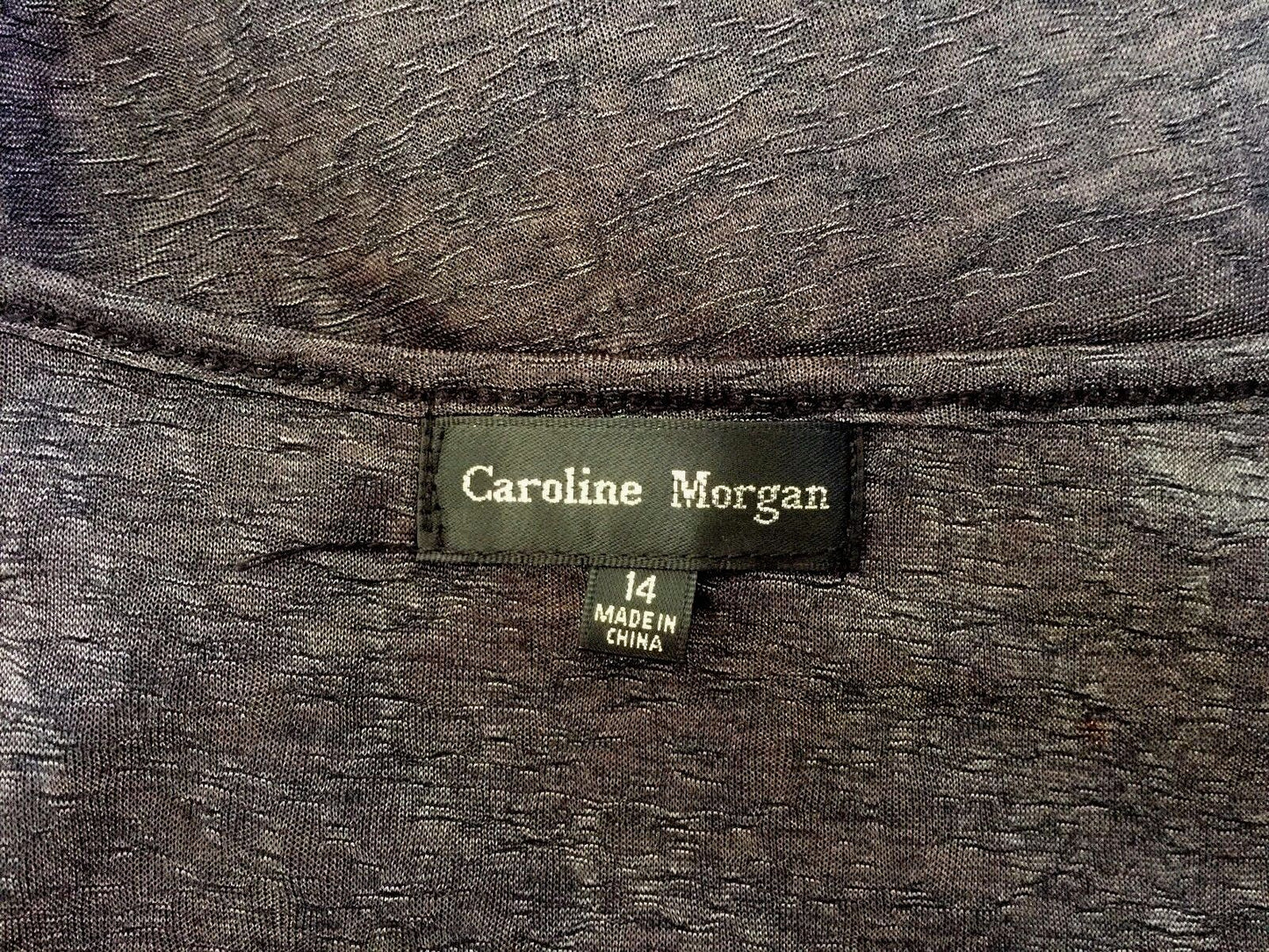 CAROLINE MORGAN Top Grey Burnout Slub Kimono Blouse Ruched Sides Size 14 NEW