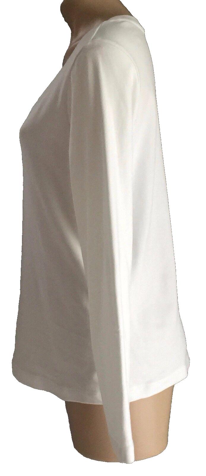 NICE FEEL Top White Long Sleeve Crew Neck Stretch Top Size L 14 Essential Basic