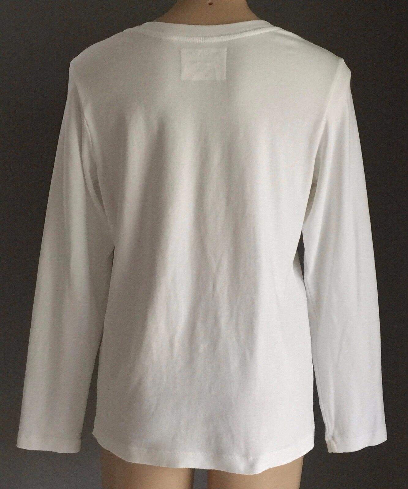 NICE FEEL Top White Long Sleeve Crew Neck Stretch Top Size L 14 Essential Basic