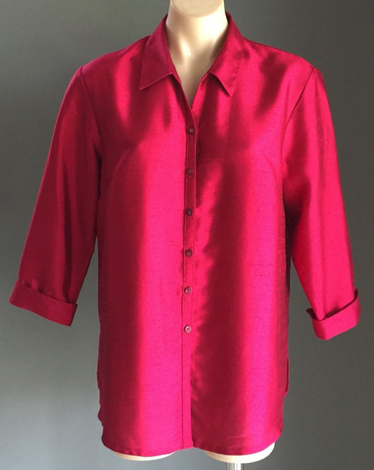 New THE CLOTHING COMPANY Top Cerise 3/4 Sleeve Shirt Red Pink Ladies Size 14