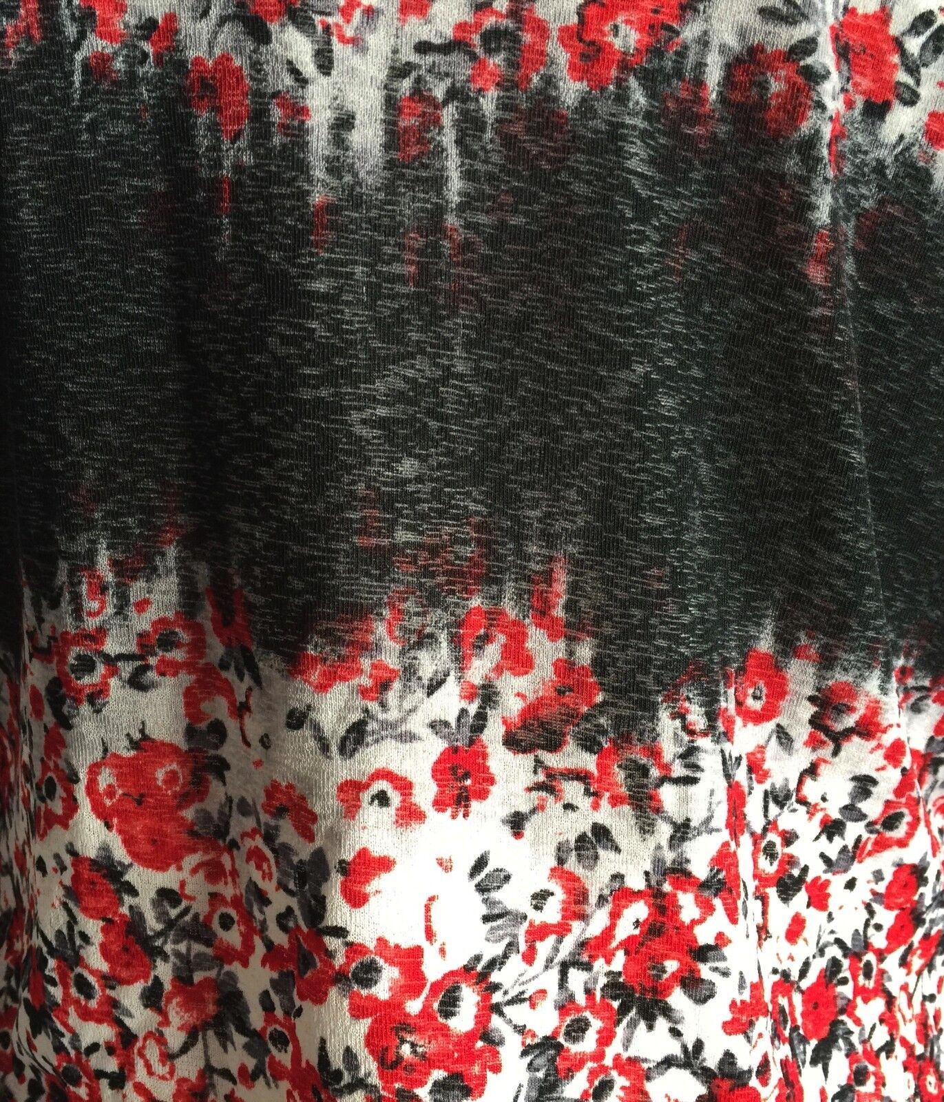 COVER Top Grey Red White Floral Print Wrap 3/4 Sleeve Blouse Size 14 Lovely NEW