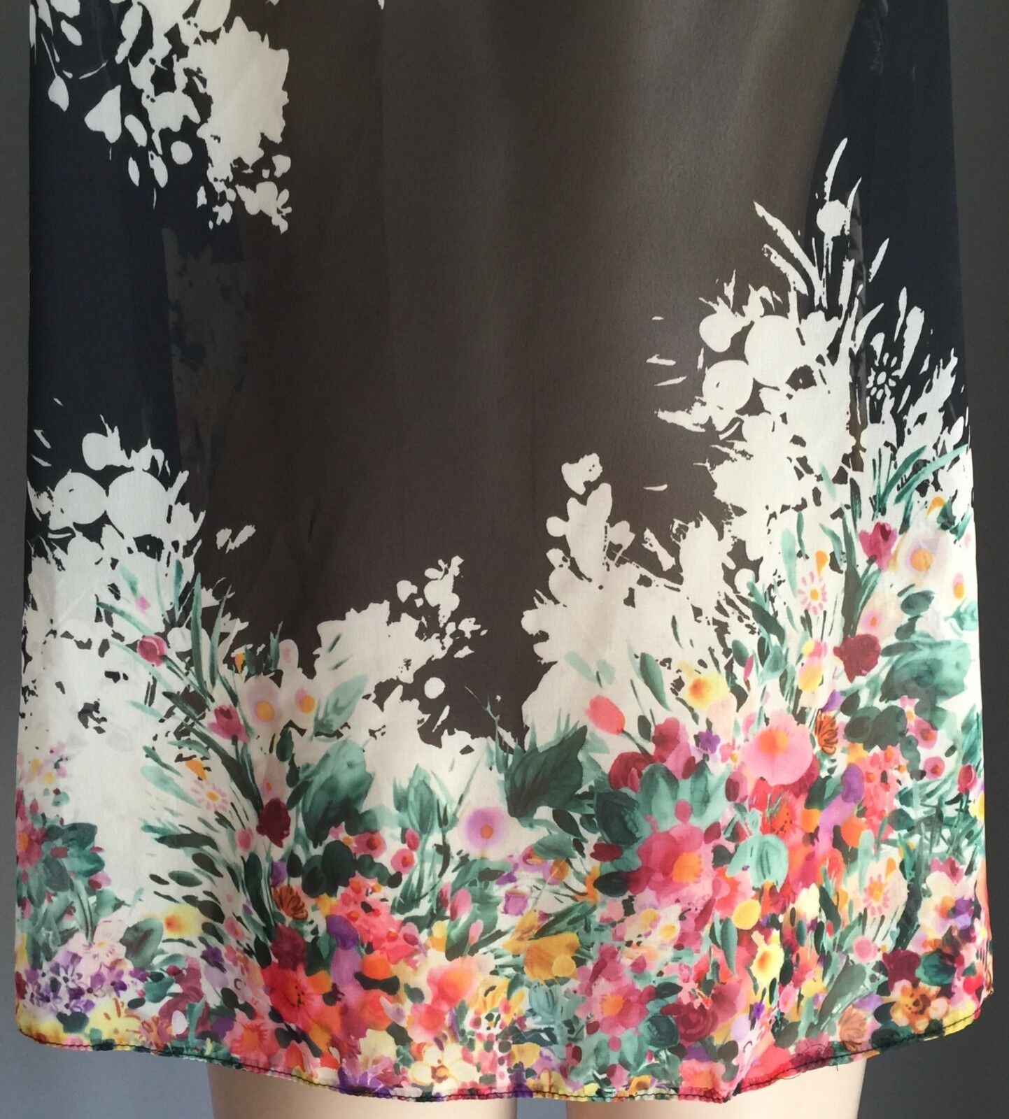 ATMOSPHERE Blouse Sheer Floral Sleeveless Button Front Shirt Top Hi Lo Top Sz 12