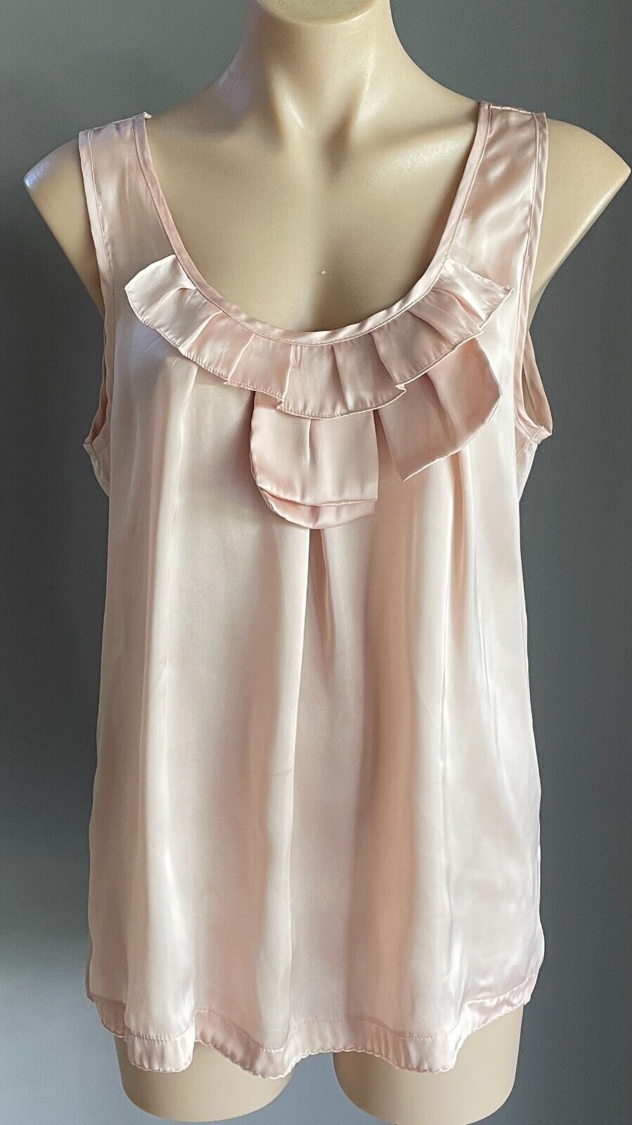 SPICY SUGAR Top Blush Pink Sleeveless Blouse Neck Pleat Work Office Wear Size 12