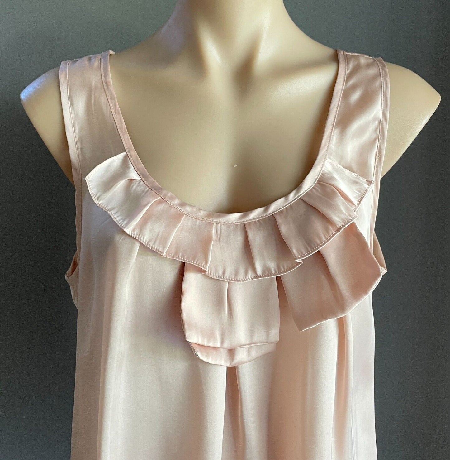 SPICY SUGAR Top Blush Pink Sleeveless Blouse Neck Pleat Work Office Wear Size 12