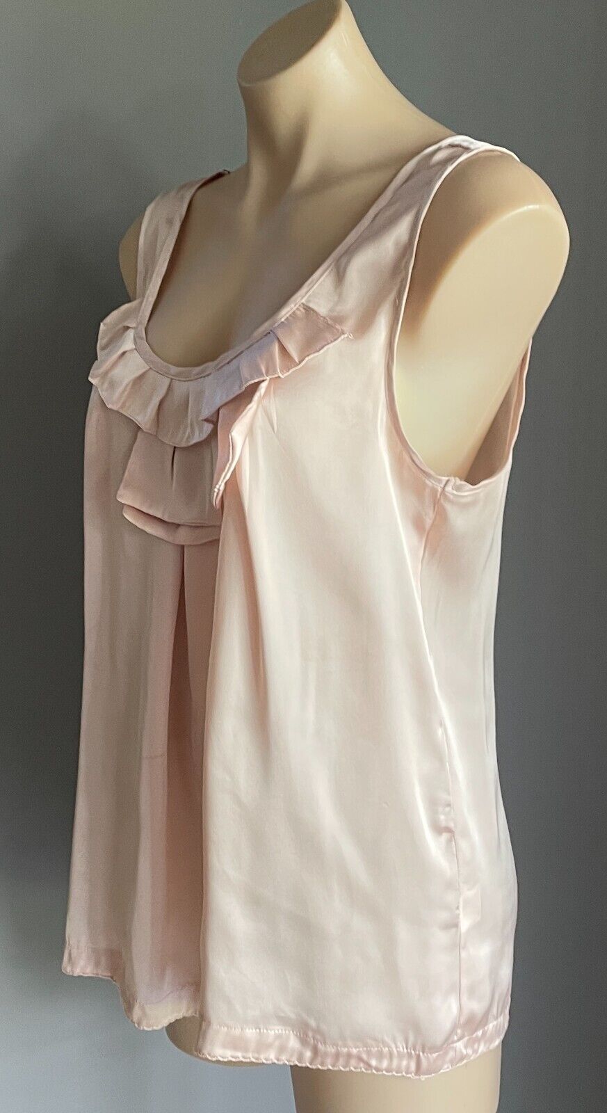SPICY SUGAR Top Blush Pink Sleeveless Blouse Neck Pleat Work Office Wear Size 12