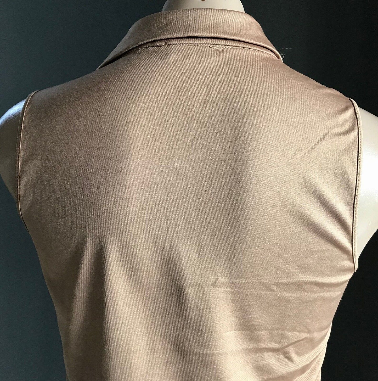 French SINEQUANONE Polo Top Gold Colour Sleeveless Stretch  Ladies Size 2 AU 12