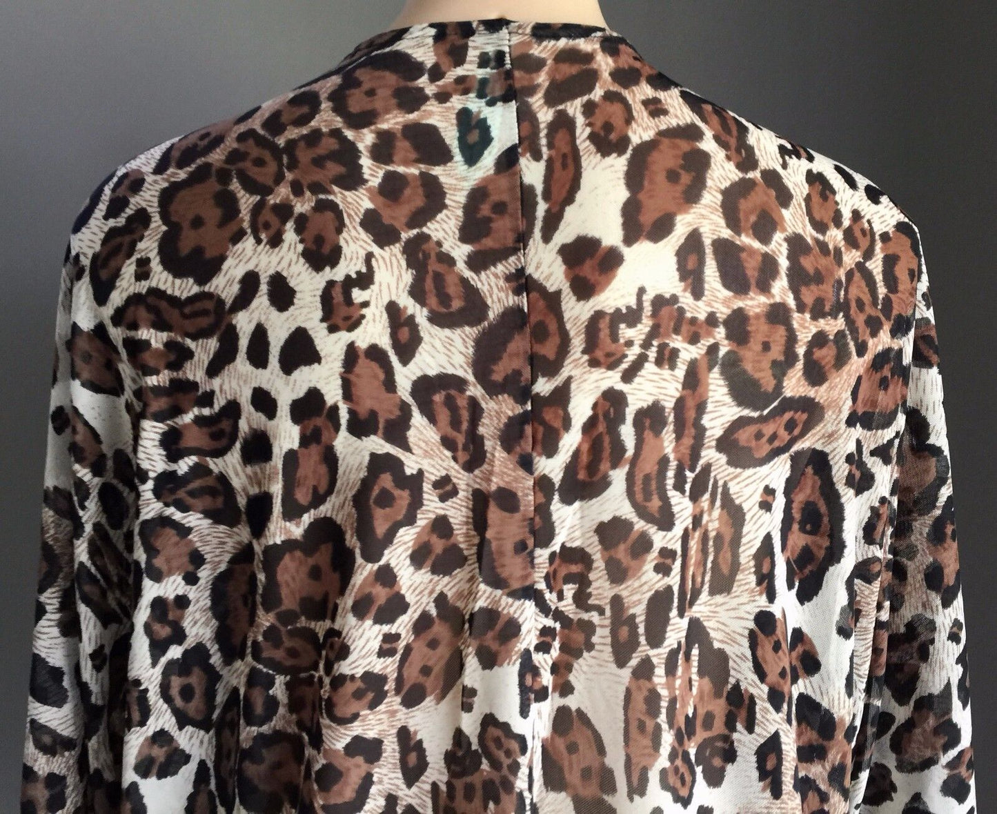 LUSHOUS Drape Cardigan Jacket Animal Print Front Mesh Net Stretch Top Sz S 10 12