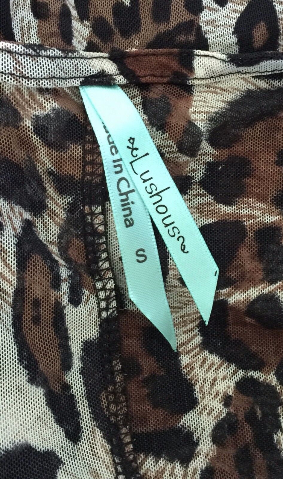 LUSHOUS Drape Cardigan Jacket Animal Print Front Mesh Net Stretch Top Sz S 10 12