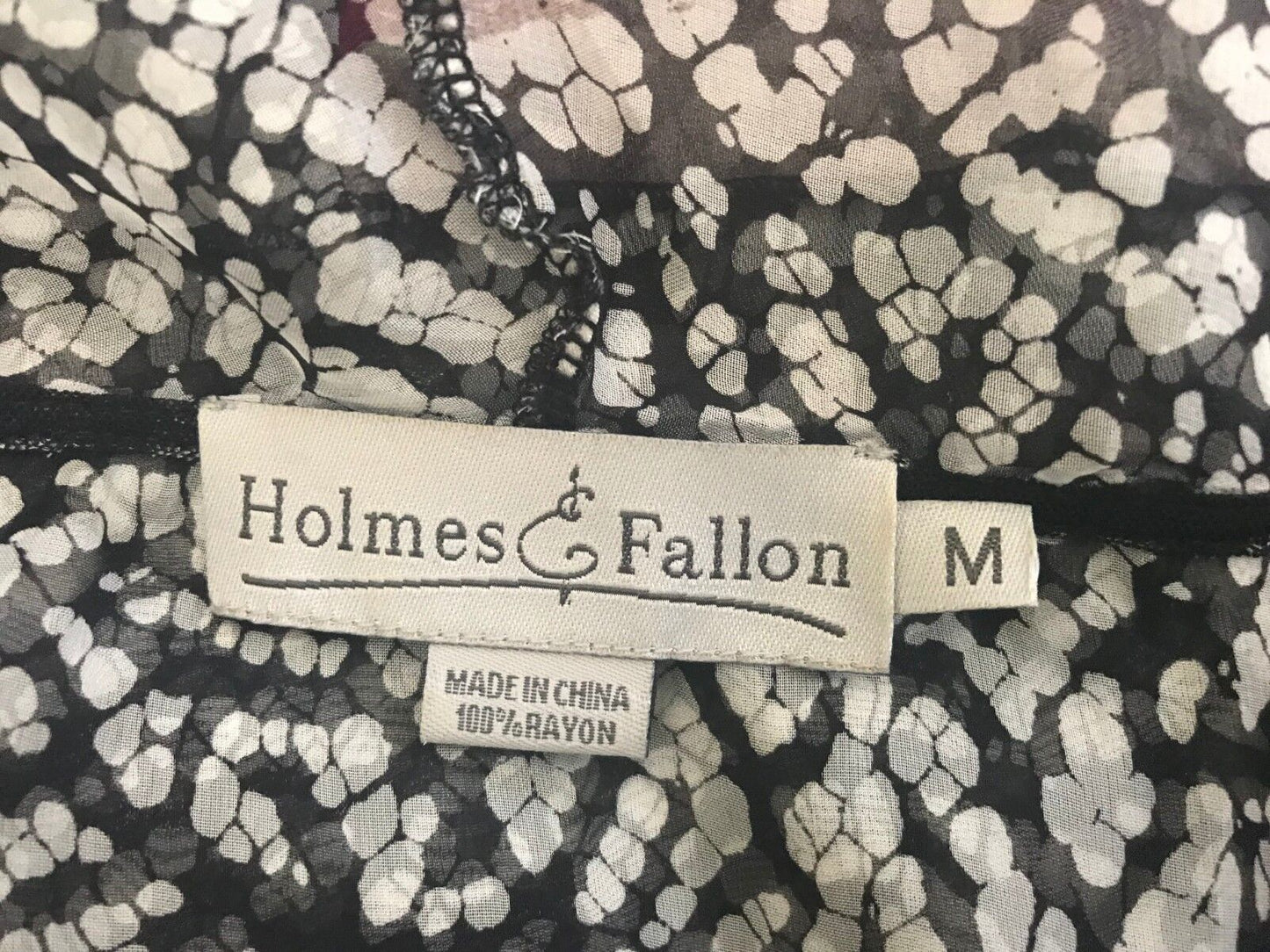 HOLMES & FALLON Top Sheer Tunic Colourful Print Blouse Pull Up Tie Size M 12 NEW
