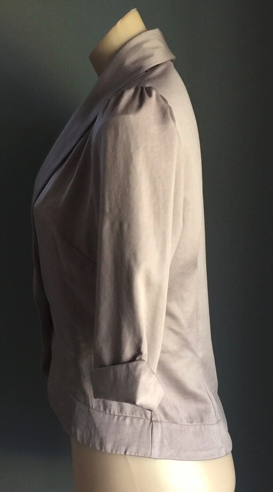 GINGHAM & HEELS Jacket Soft Shell Taupe Lightweight Top Silky Feel Size L 10 12