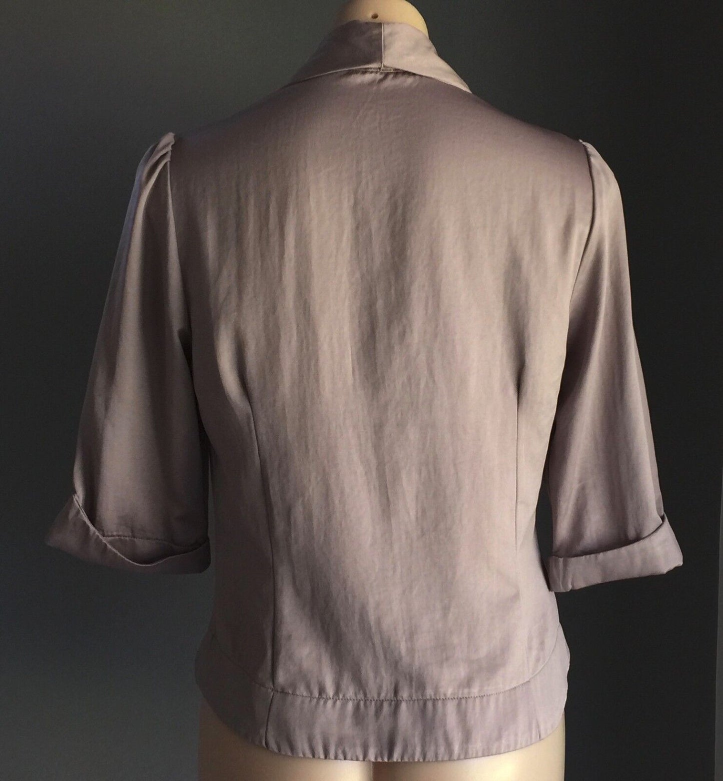 GINGHAM & HEELS Jacket Soft Shell Taupe Lightweight Top Silky Feel Size L 10 12