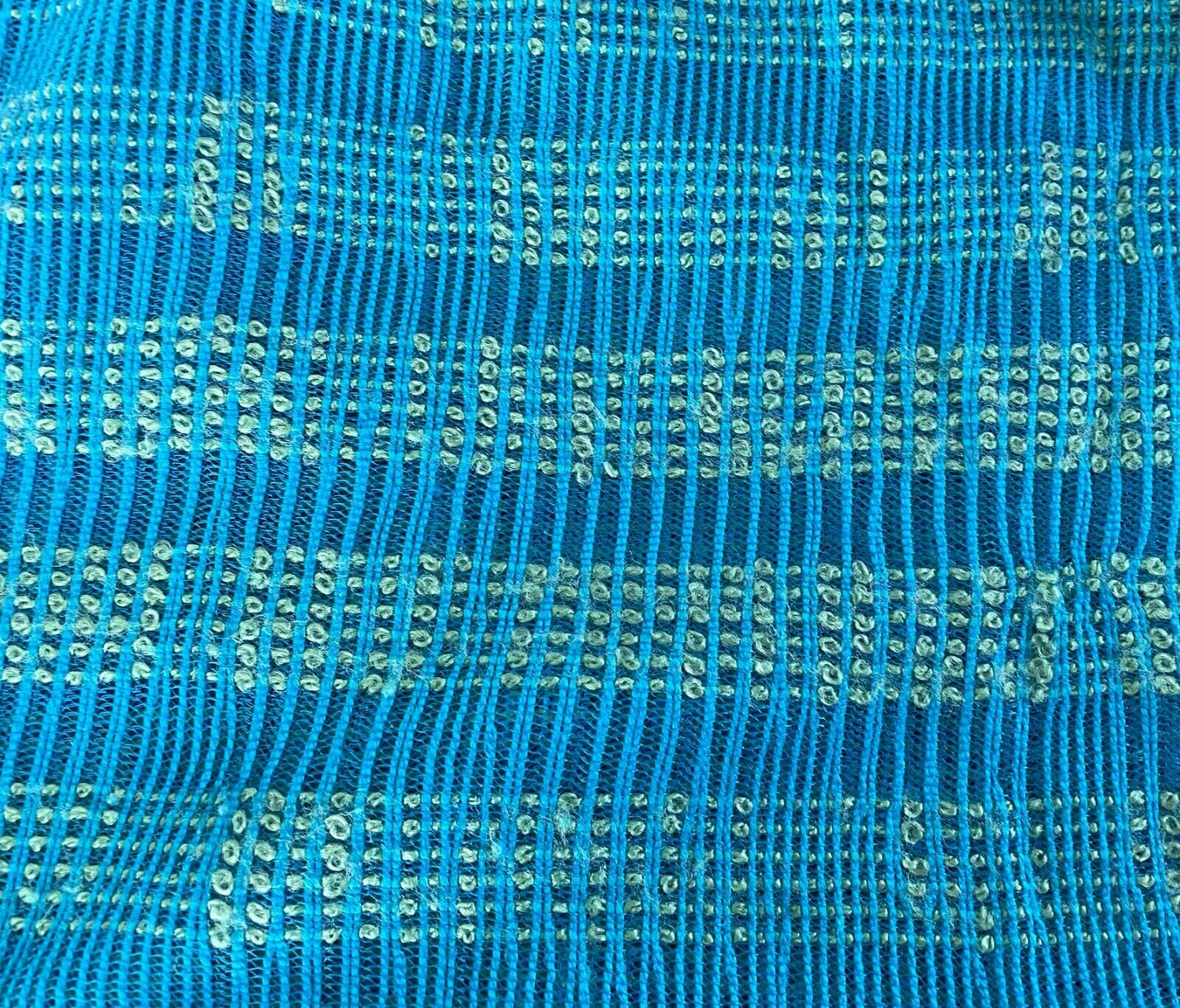 Tunic Top Blue Green Check Open Knit Beach Pool Swim Cover Fringed 10 12 NEW