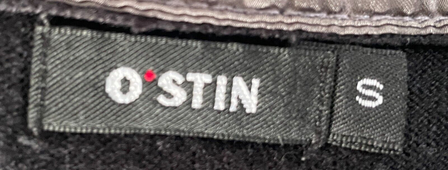 OSTIN Black Knit Top Extended Sleeves Size S 10 Grey Satin Trim Next Tie O*STIN