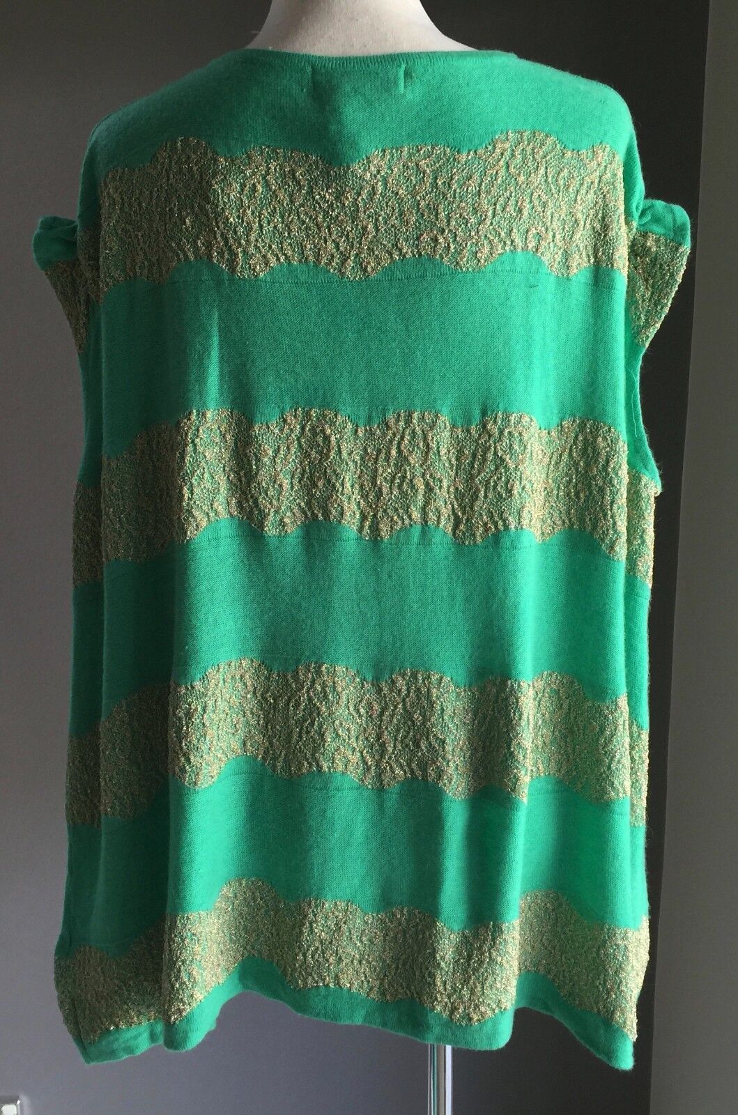 SWEET GIRL FASHION Knit Top Sweater Green & Gold Ruffle Cap Size M L 14 - 18 NEW