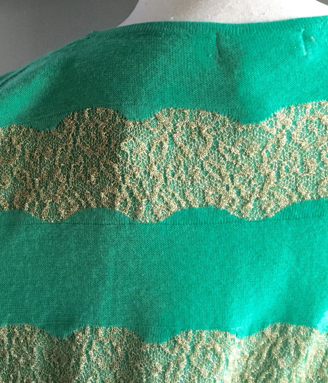SWEET GIRL FASHION Knit Top Sweater Green & Gold Ruffle Cap Size M L 14 - 18 NEW
