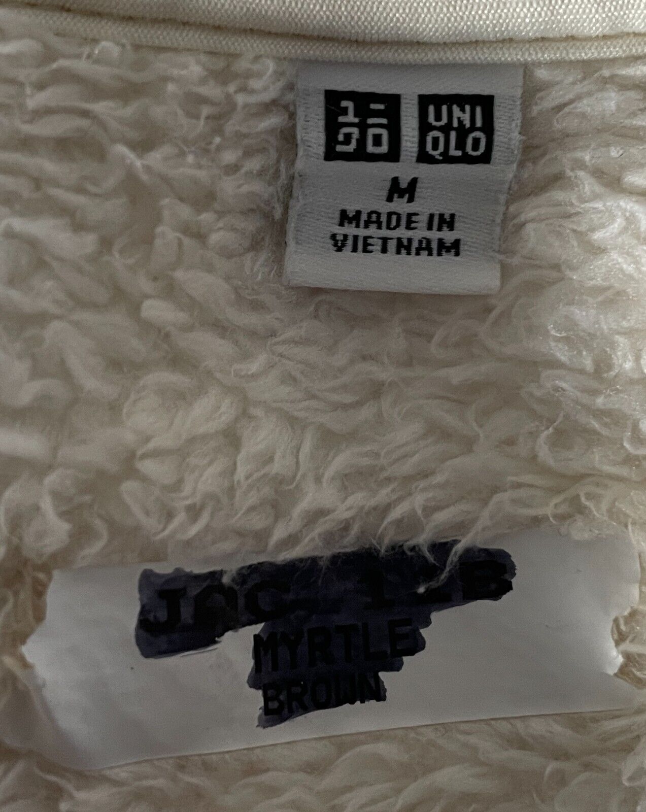 UNIQLO Jacket Full Zip Off White Fluffy Yarn Fleece Size M 10 12 Long Sleeves