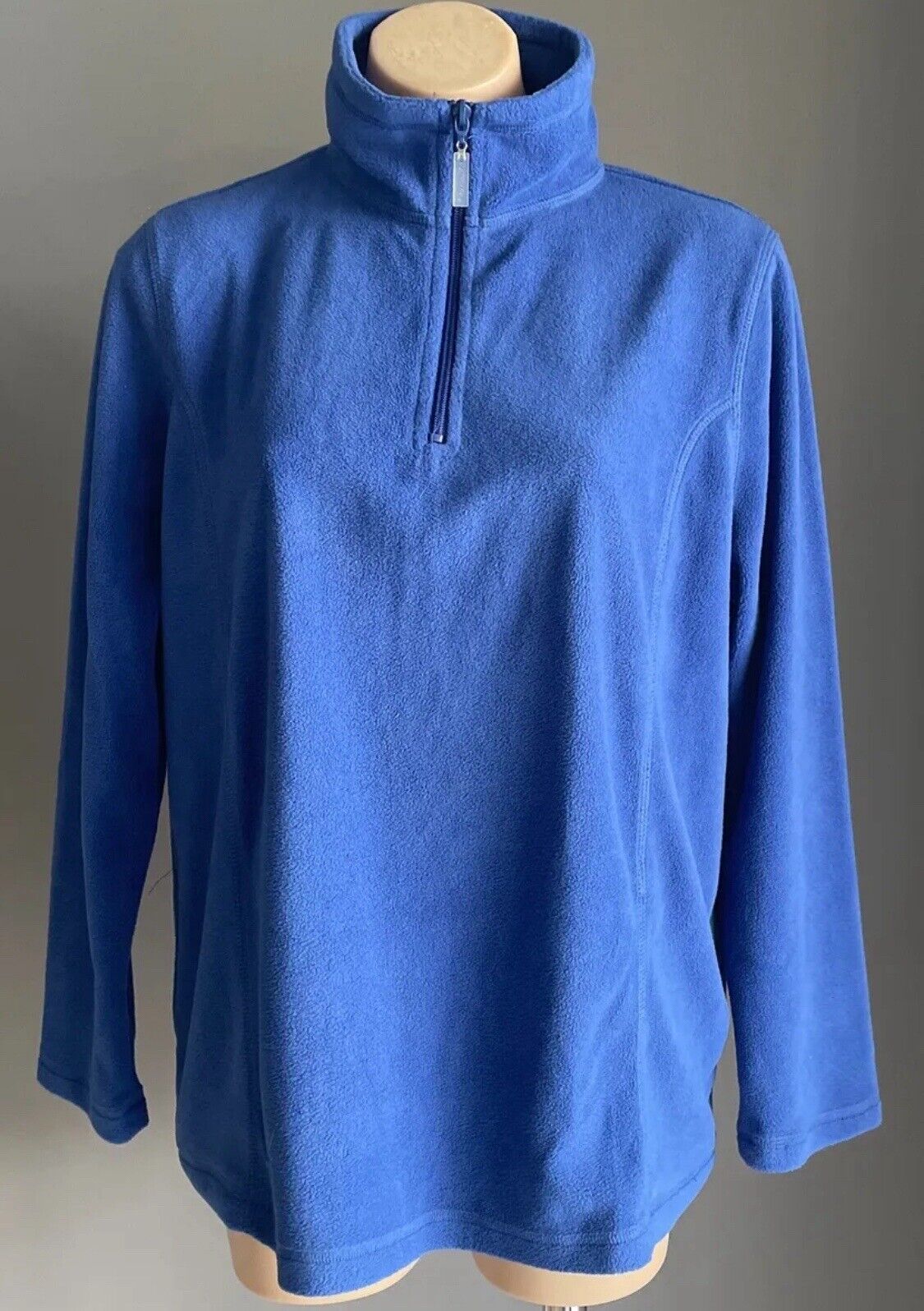 VICTORIA HILL Polar Fleece Top Blue High Collar 1/4 Zip Front L/Sleeve Size M 12