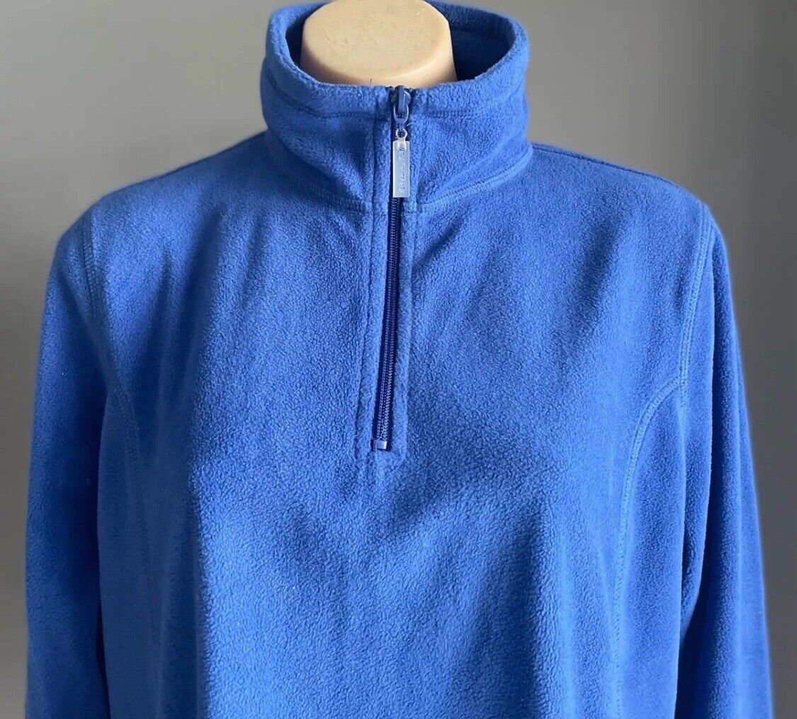 VICTORIA HILL Polar Fleece Top Blue High Collar 1/4 Zip Front L/Sleeve Size M 12