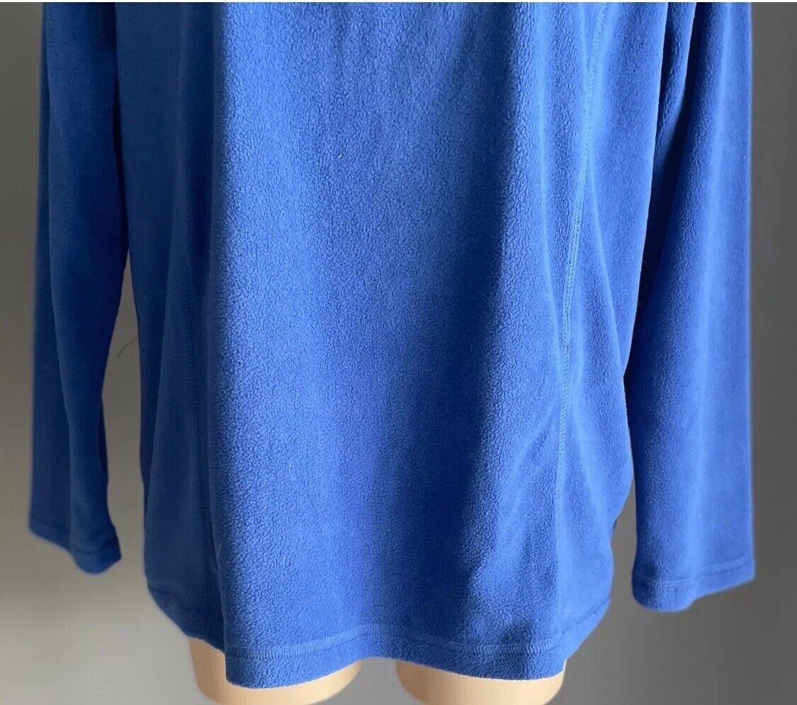 VICTORIA HILL Polar Fleece Top Blue High Collar 1/4 Zip Front L/Sleeve Size M 12