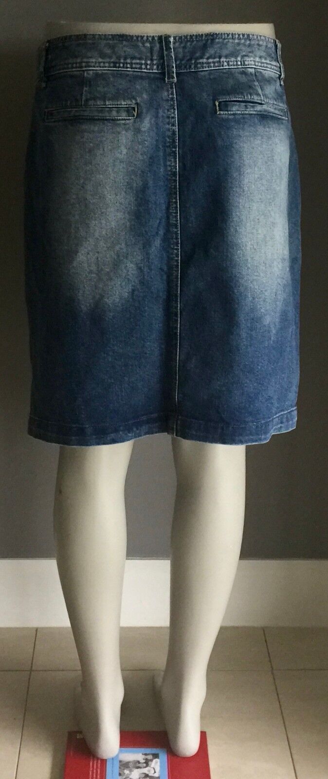 Size 14 Jeans JAG JEANS Denim Skirt Straight Knee Length Blue  Retro