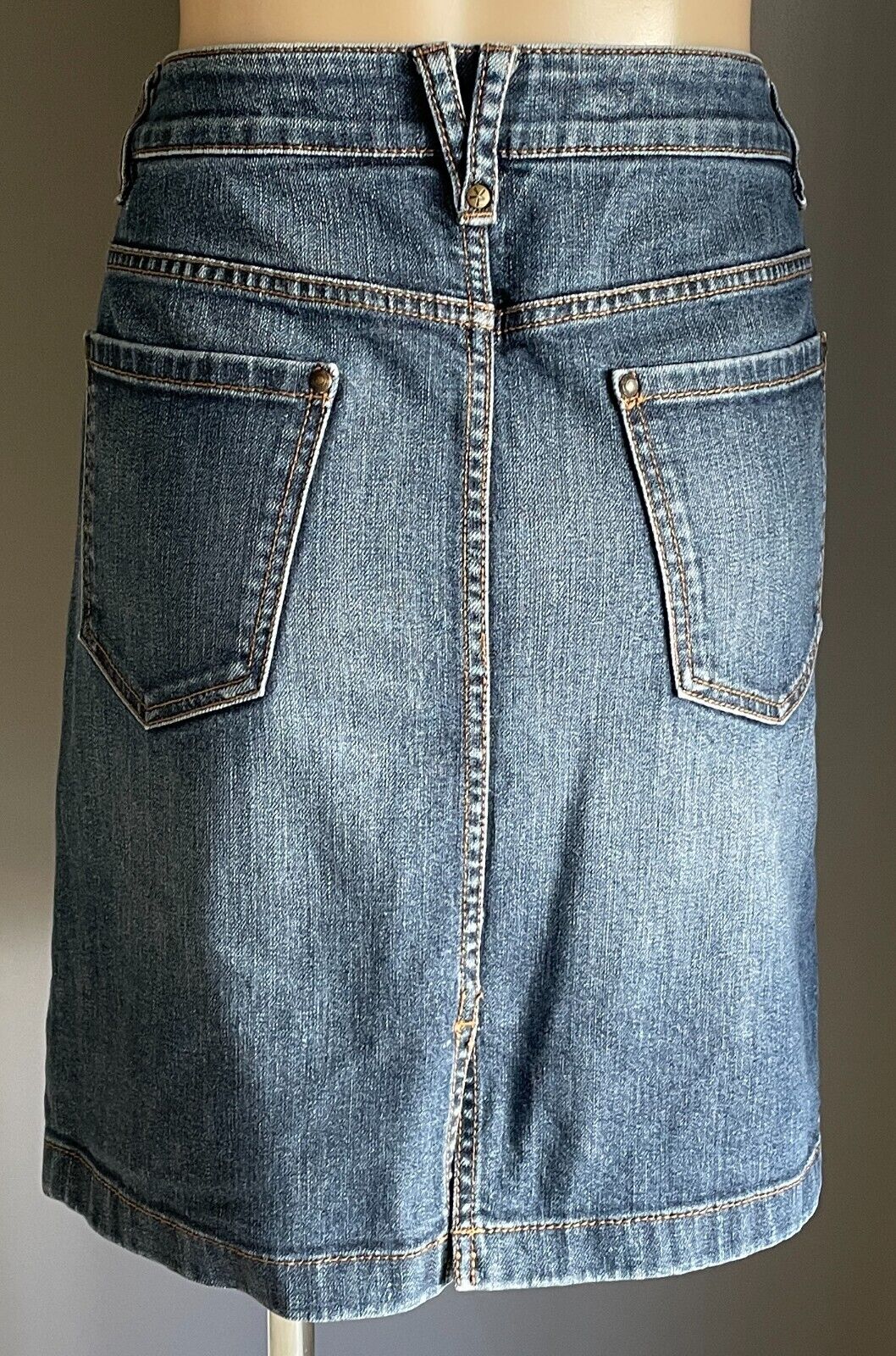 ESPRIT Denim Skirt Straight Mid Blue Above Knee Size 14 Jeans