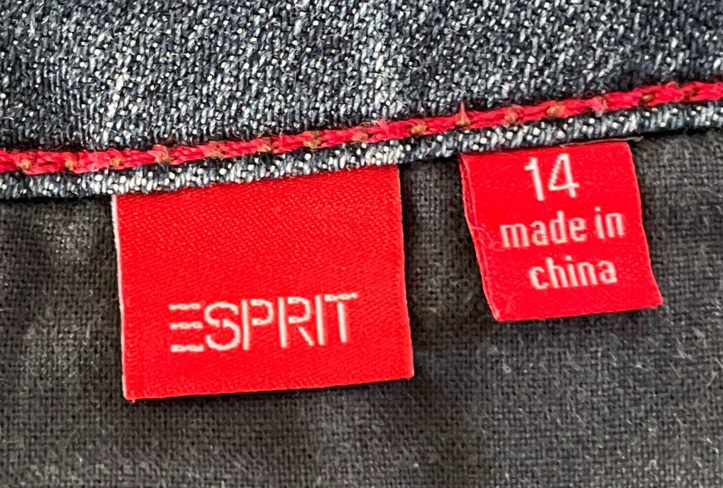 ESPRIT Denim Skirt Straight Mid Blue Above Knee Size 14 Jeans