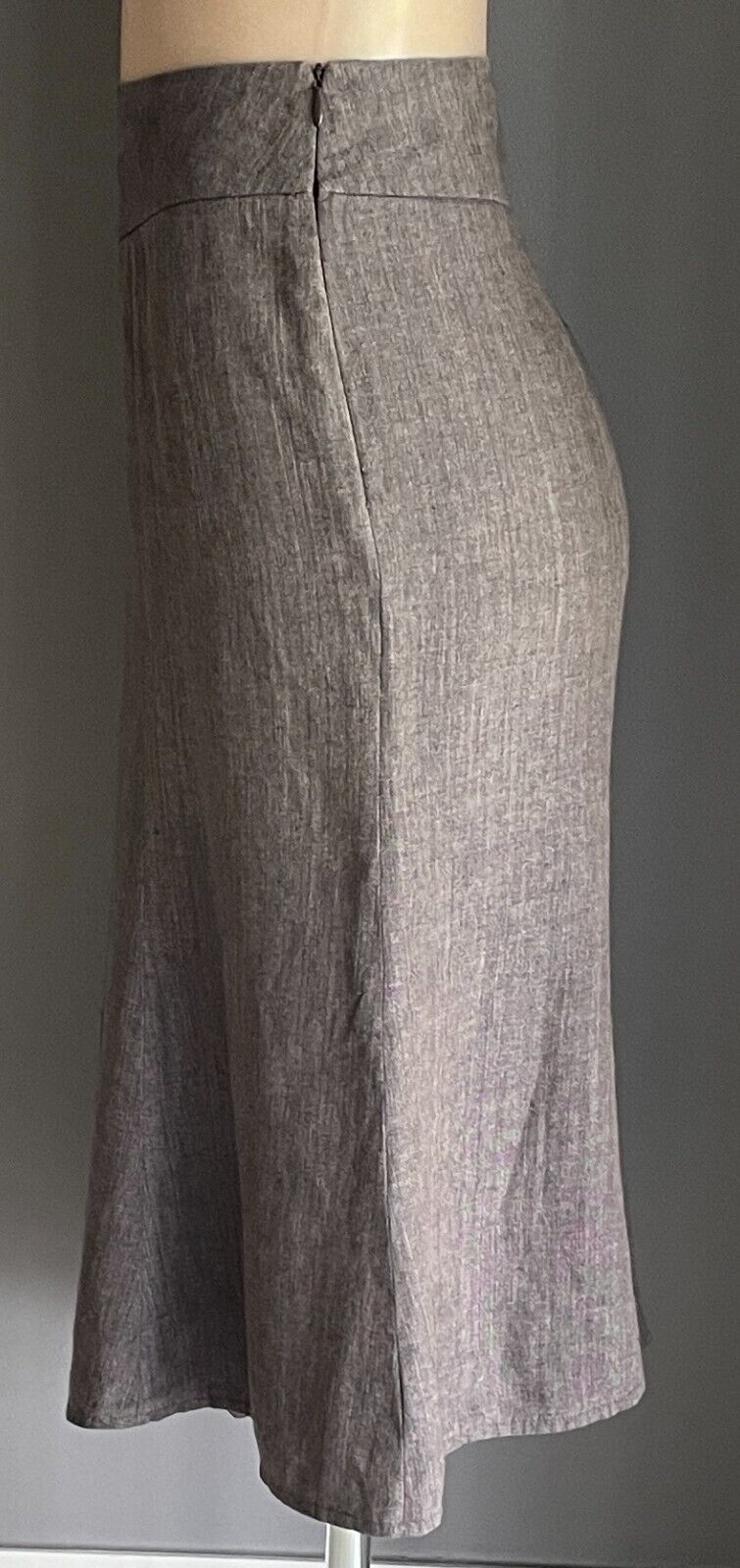 COUNTRY ROAD Skirt Brown A-Line Linen Asymmetric Hem Size 14 Floral Embroidery