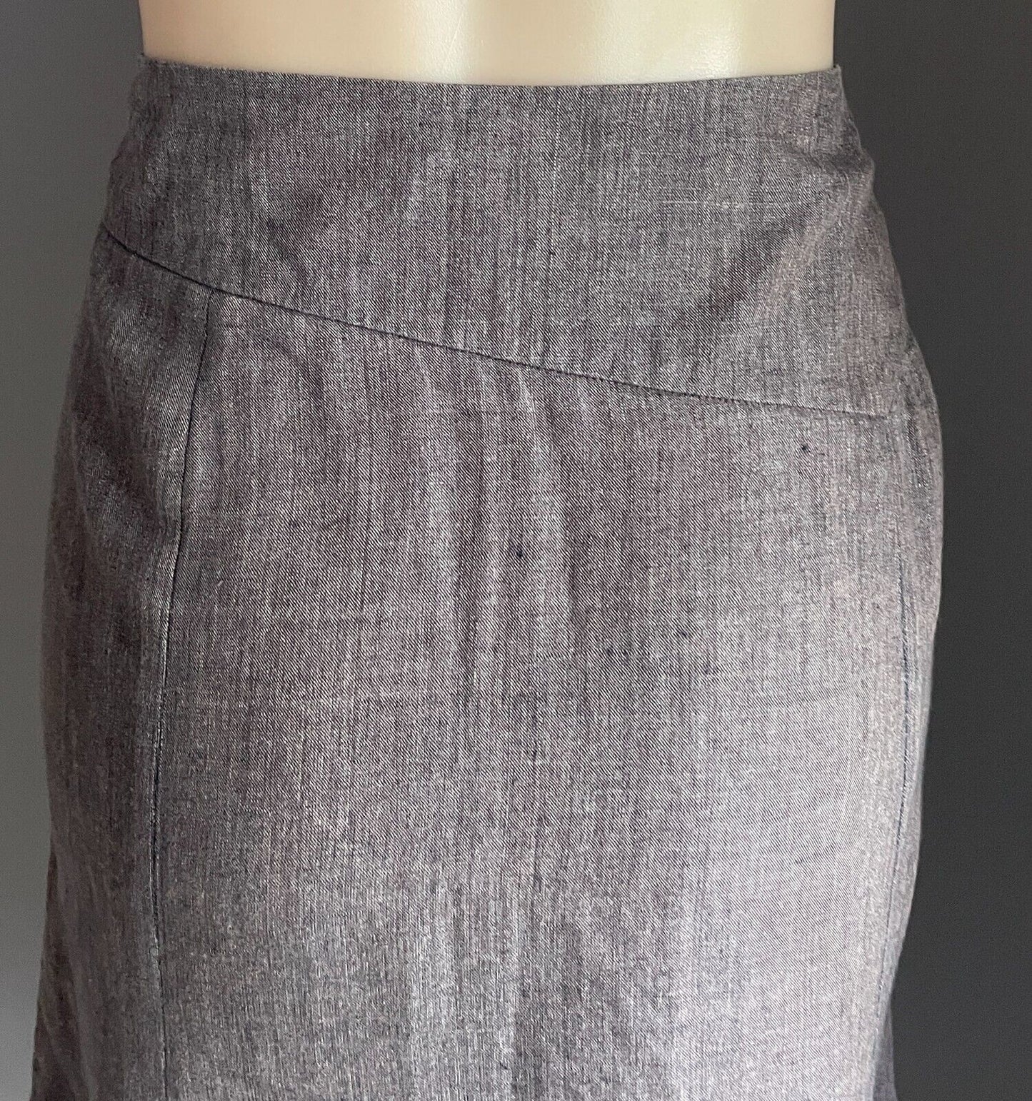 COUNTRY ROAD Skirt Brown A-Line Linen Asymmetric Hem Size 14 Floral Embroidery