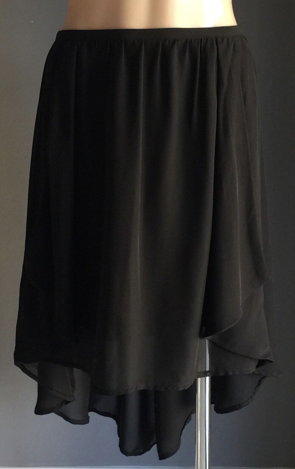 IMPULSE Skirt Dip Hem Chiffon Skirt Black Ladies Size 14 Gorgeous