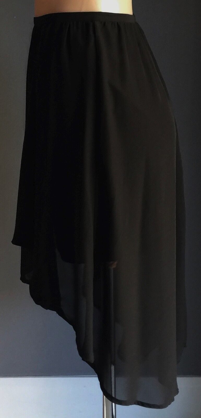 IMPULSE Skirt Dip Hem Chiffon Skirt Black Ladies Size 14 Gorgeous