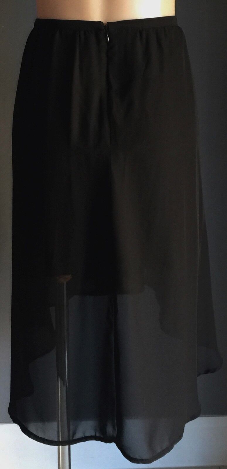 IMPULSE Skirt Dip Hem Chiffon Skirt Black Ladies Size 14 Gorgeous