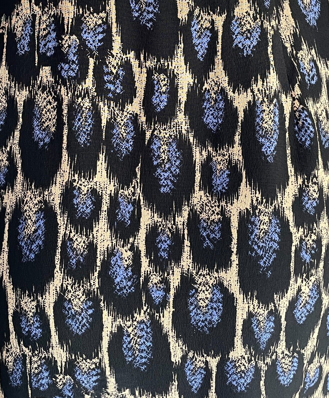 WITCHERY Skirt Faux Wrap Blue Black Beige Print Silk Size 14 Lined