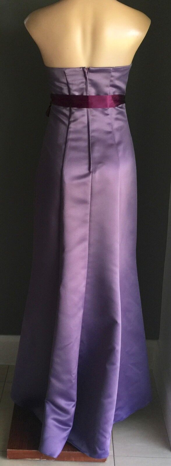 Strapless Dress MARI GOURLAY Empire Waist Evening Gown Purple Ladies Size 10 NEW