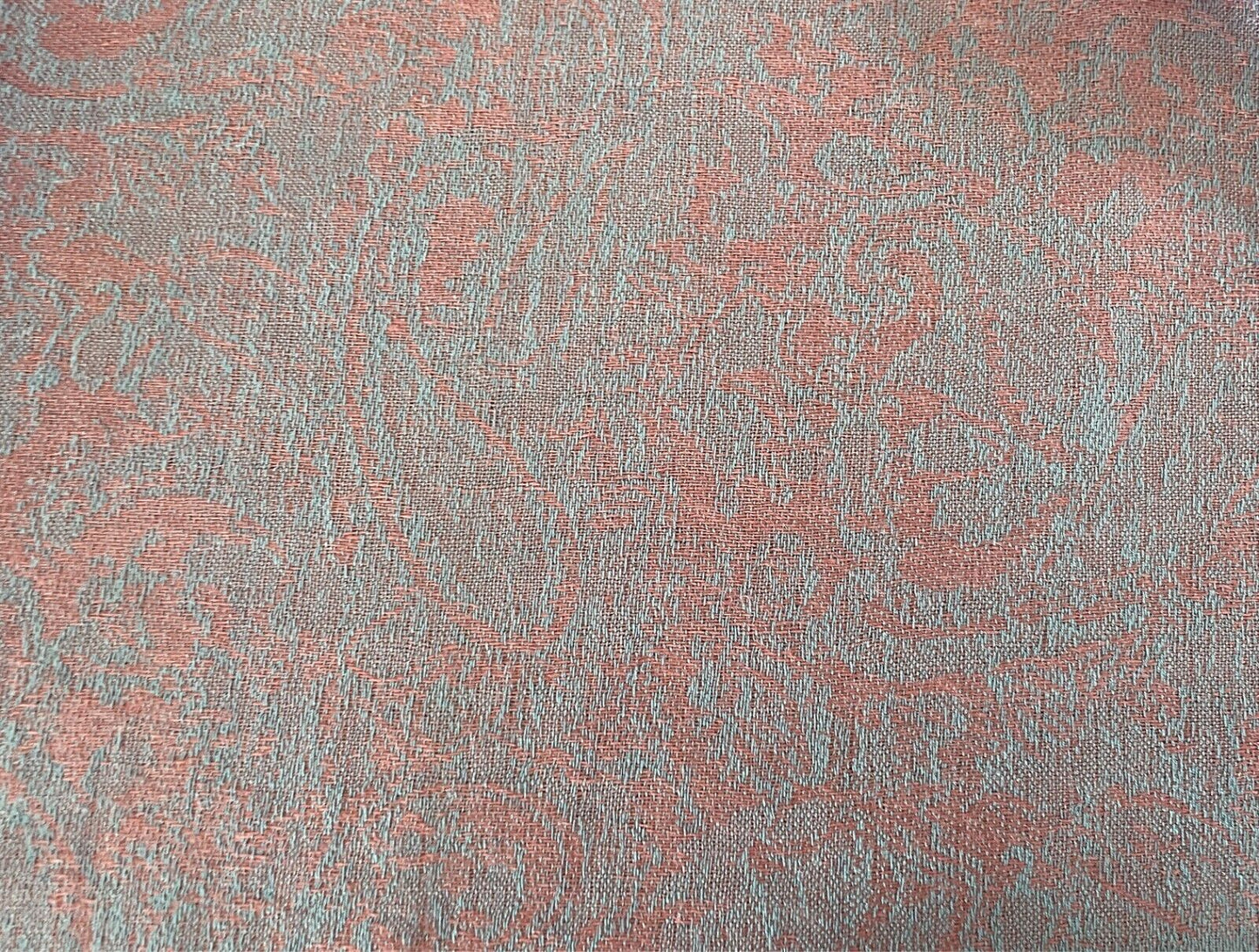 Cashmere Silk  Pashmina Scarf Fringed Neck Wrap Pink Light Blue Paisley Shawl