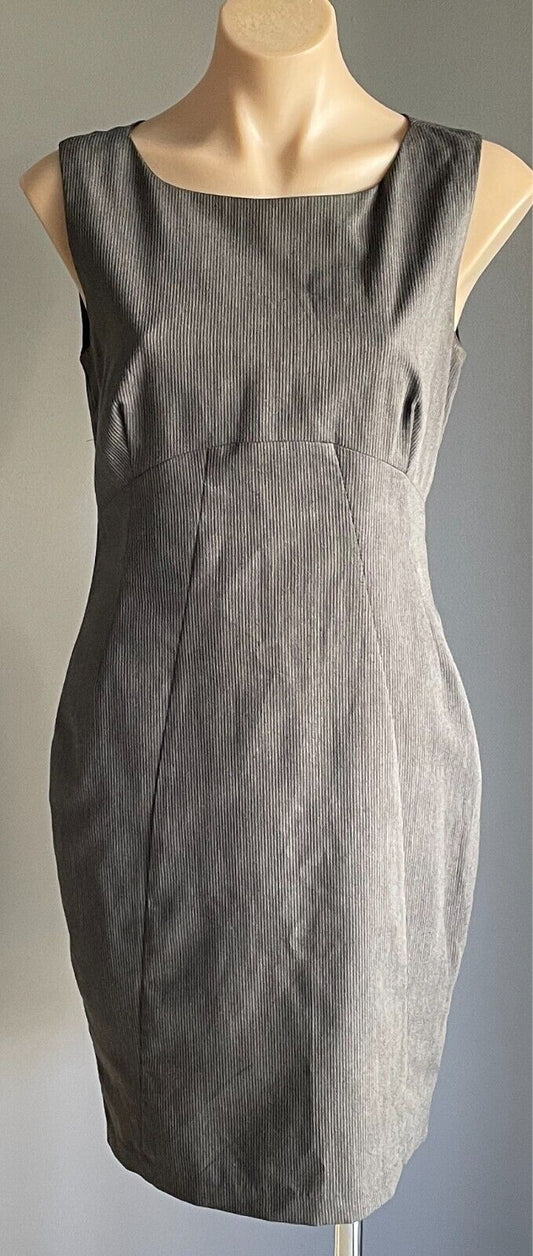 FORCAST Sheath Dress Grey/Black Stripe Sleeveless Size 10 Lined Knee Length