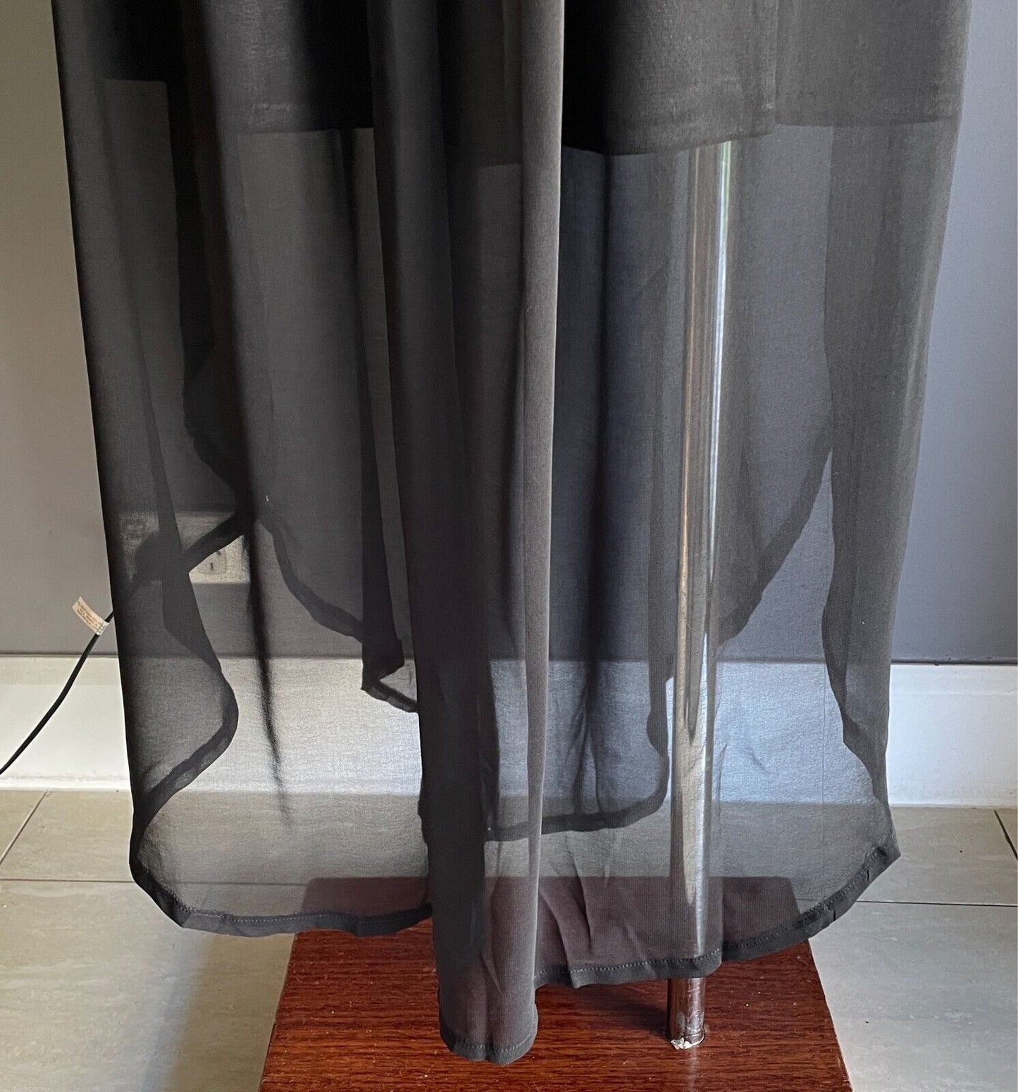 KOUKLA Black Maxi Skirt Size 14 Semi Sheer Overlay Round Hemline - NWT!