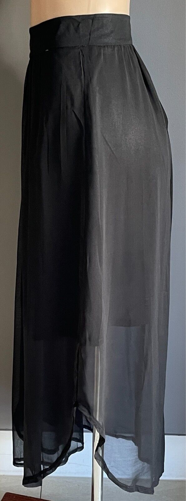 KOUKLA Black Maxi Skirt Size 14 Semi Sheer Overlay Round Hemline - NWT!
