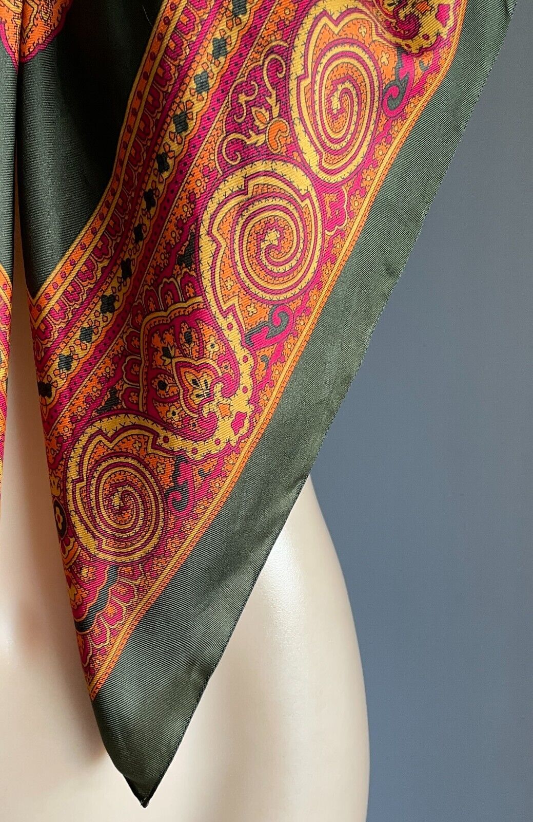 NECK SCARF Khaki Orange Mustard Burgundy Print Square 77 x 78cm Gorgeous