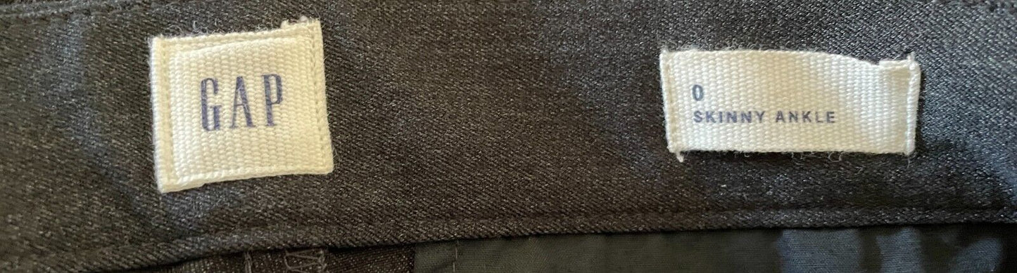 GAP Charcoal Grey "Skinny Ankle" Stretch Pants Ankle Length Size US 0 AU 6 NEW