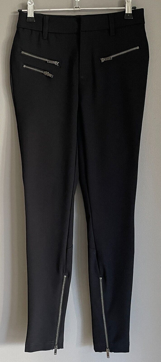 GAP Black "Techy Moto Legging" Stretch Pants Ankle Zips Inseam Size 0 AU 4 63cm