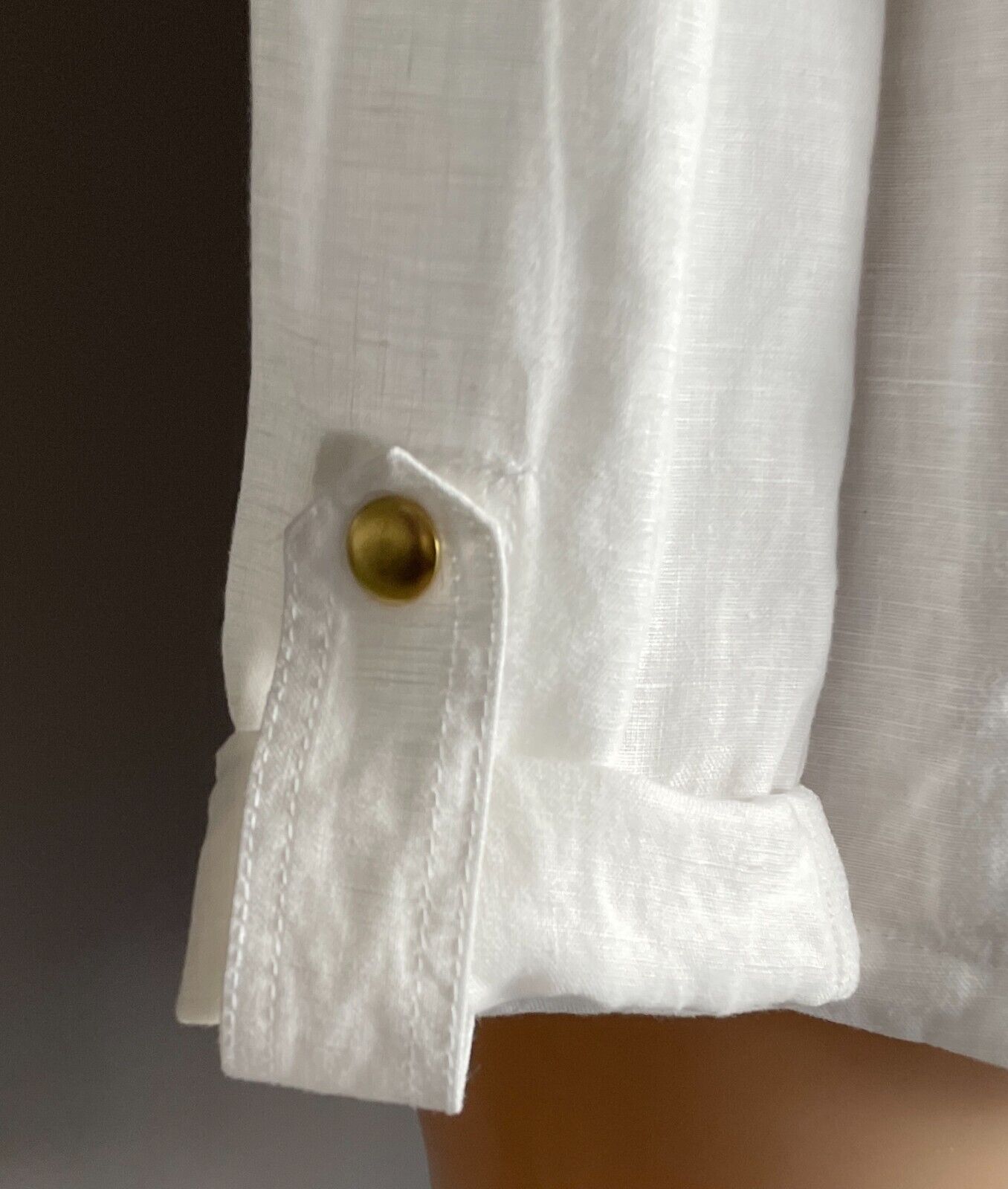 CHICO'S Jacket White Cotton Linen Size 0 AU 10 Lightweight Tab Sleeve Chicos
