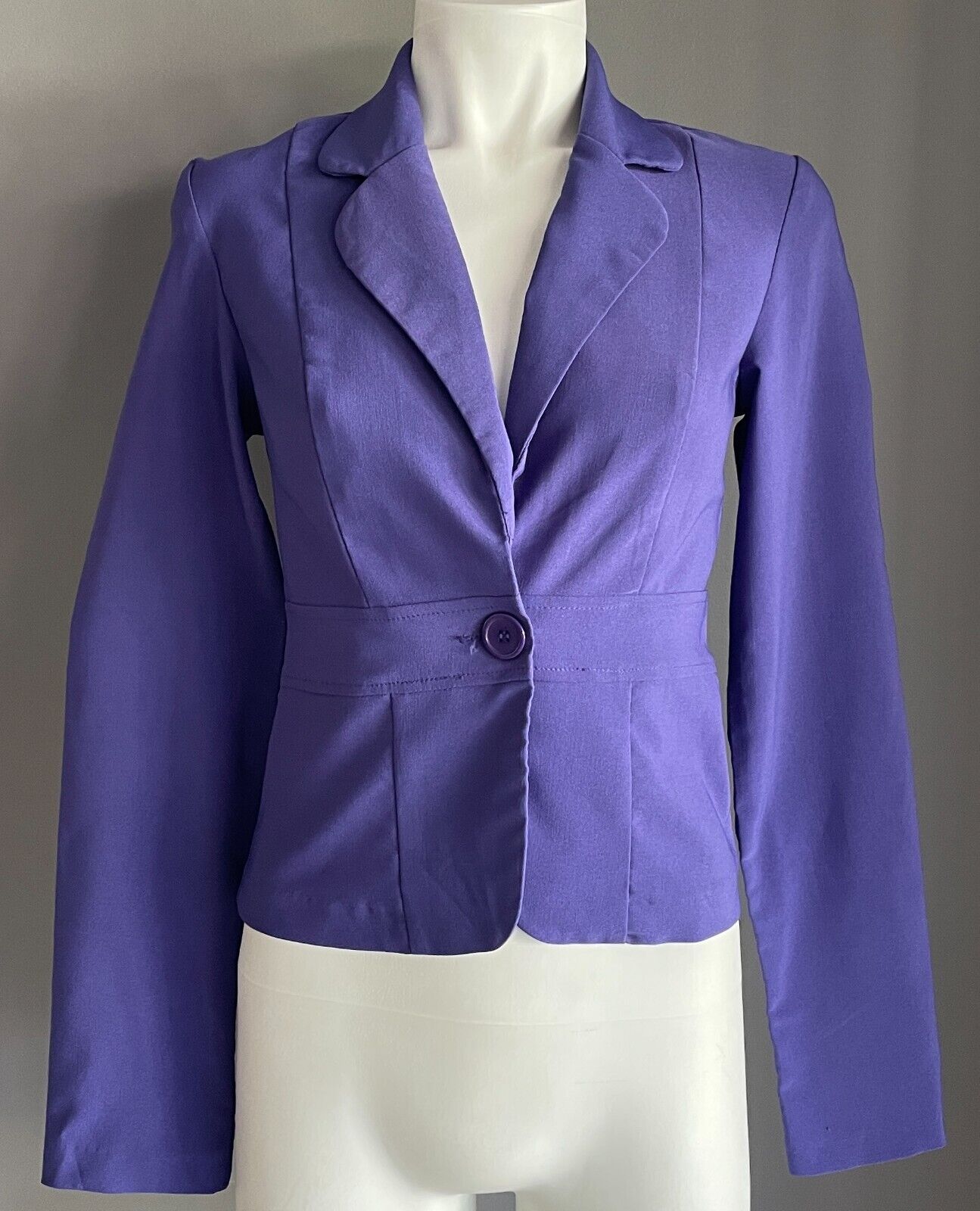 PURPLE JACKET Tailored Fit Long Sleeves Size 6 Collar Stretch Fabric