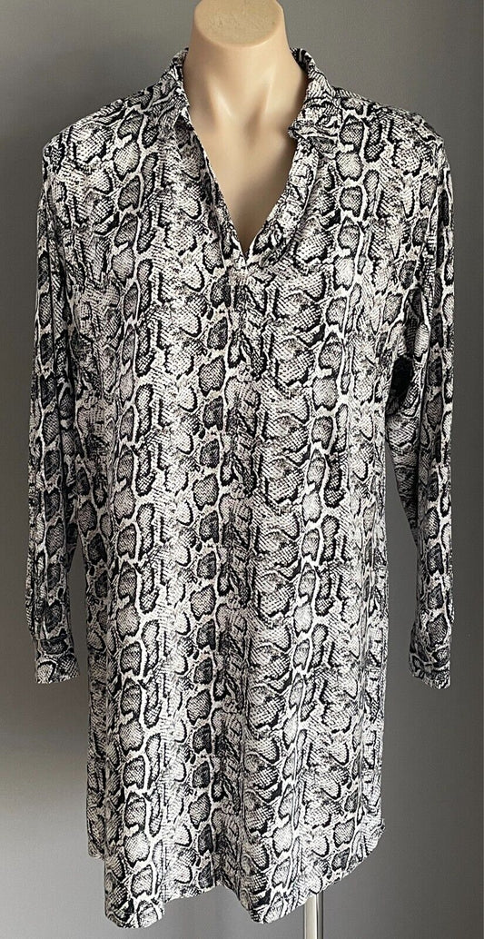 YOURBAN Shift Dress Black White Grey Taupe Python Snake Print Size M  Collar